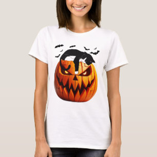 Camiseta Pumpkin Cat Tuxedo Halloween Traga Entusiasmo Para