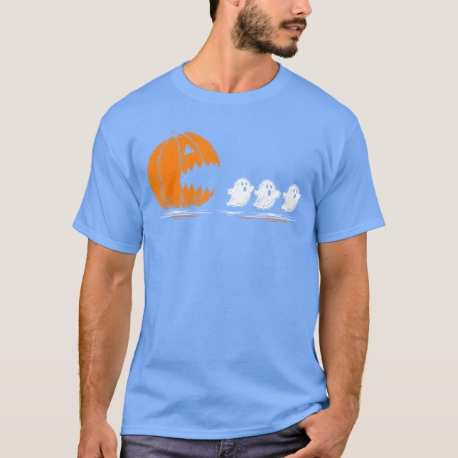Camiseta Pumpkin Chasing Ghosts Funny Jack o Lantern Hallow (Frente)
