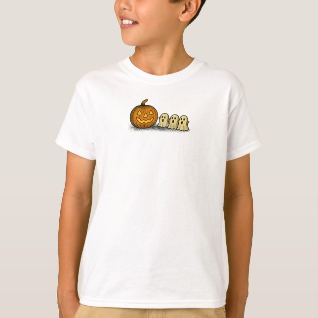 Camiseta Pumpkin com Três Fantasmas Loucos (Frente)