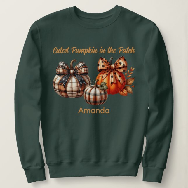 Camiseta Pumpkin da Fall Season na Patch Sweatshirt (Frente do Design)
