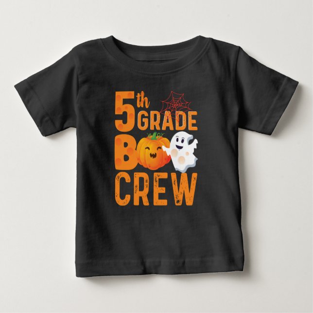 Camiseta Pumpkin de 5 Grau Boo da Tripulação do Dia das Bru (Frente)