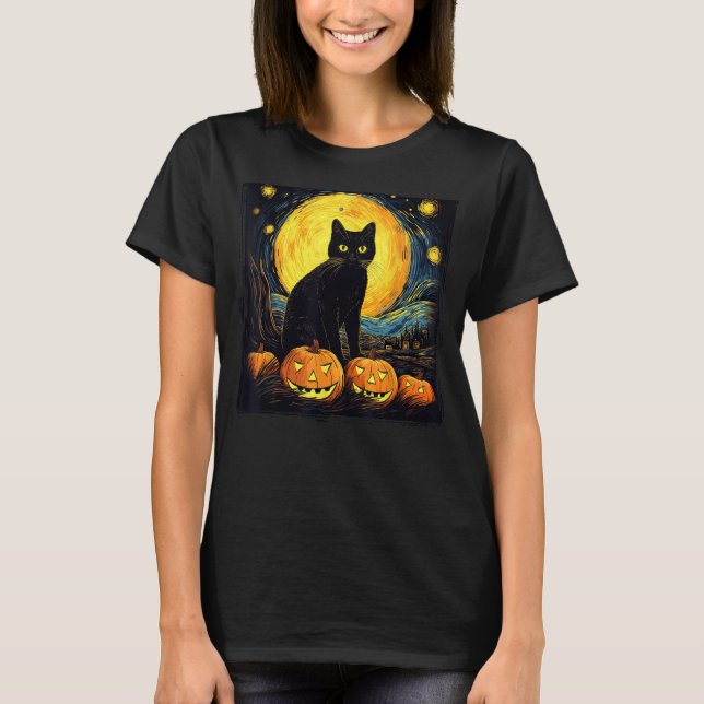 Camiseta Pumpkin De Arte Negra De Halloween (Frente)