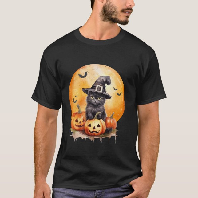 Camiseta Pumpkin De Cabra Negra Para Mulheres Crianças Meni (Frente)