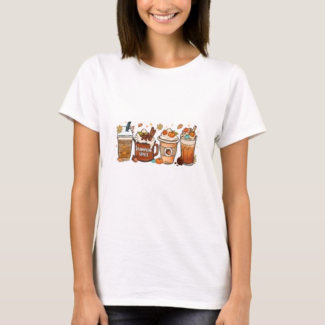 Camiseta Pumpkin de Café de outono (Frente)