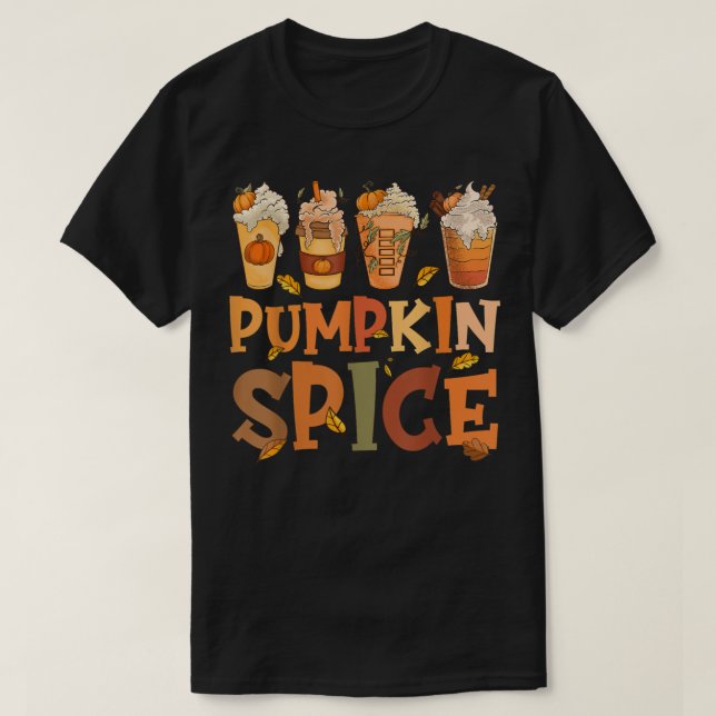 Camiseta Pumpkin de Café de Queda Arroz de Design de outono (Frente do Design)