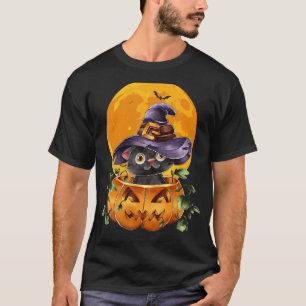 Camiseta Pumpkin De Chapéu De Bruxa Negra De Halloween Para
