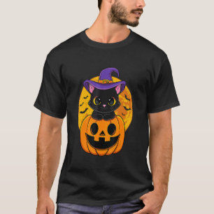 Camiseta Pumpkin De Chapéu De Bruxa Negra De Halloween Para