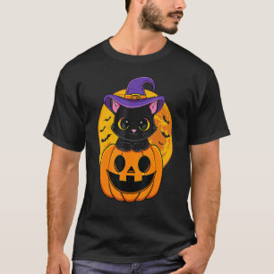 Camiseta Pumpkin De Chapéu De Bruxa Negra De Halloween Para