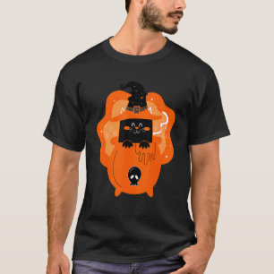 Camiseta Pumpkin De Chapéu De Bruxa Preta Do Halloween Para