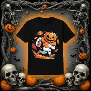 Camiseta Pumpkin De Futebol De Halloween   Em Execução
