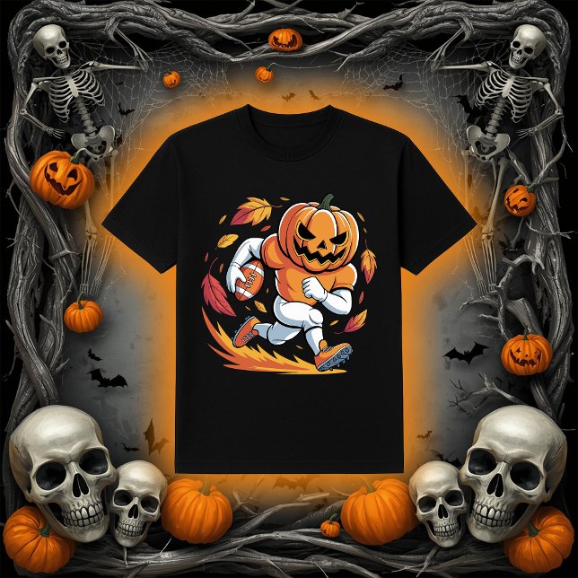 Camiseta Pumpkin De Futebol De Halloween | Em Execução (Criador carregado)