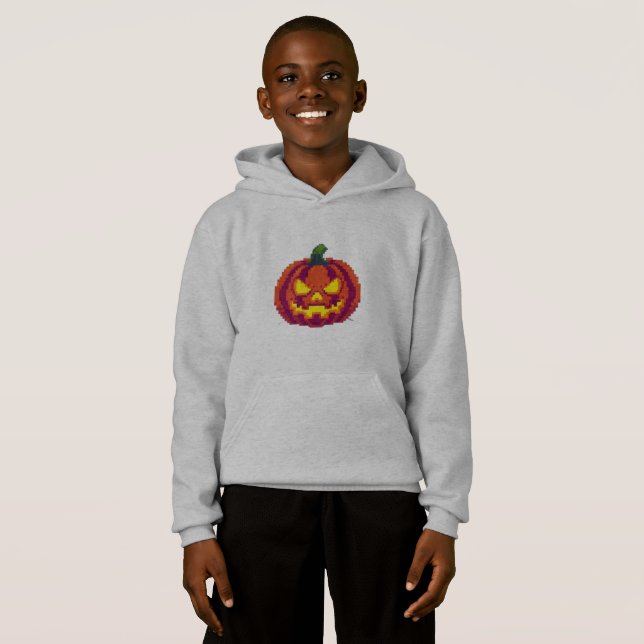 Camiseta Pumpkin de Halloween - Desenho Spooky Retro De 8 B (Frente Completa)