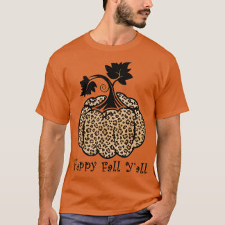Camiseta Pumpkin de impressão do leopardo feliz outono