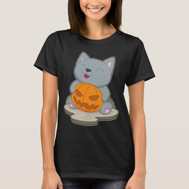 Camiseta Pumpkin do Cat Halloween (Frente)