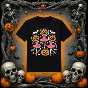 Camiseta Pumpkin do esqueleto do balé Dança Rosa Tutu
