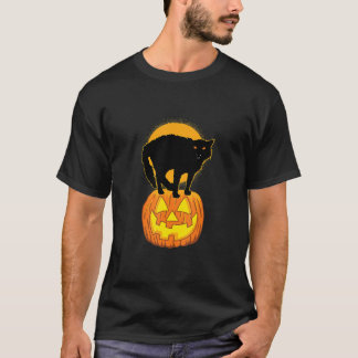 Camiseta Pumpkin e Black Cat Halloween Assustados