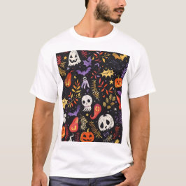 Camiseta Pumpkin e Padrões do Crânio
