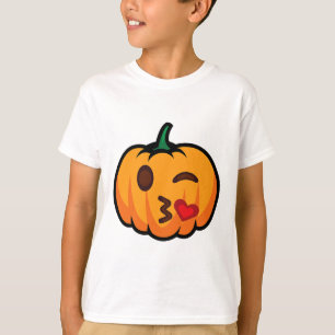 Camiseta Pumpkin Emoji One Eye Aberto Piscar os olhos Blow 
