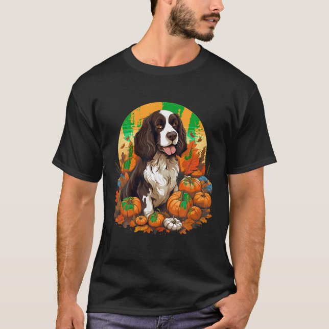 Camiseta Pumpkin English Springer Spaniel Dog Halloween Tha (Frente)