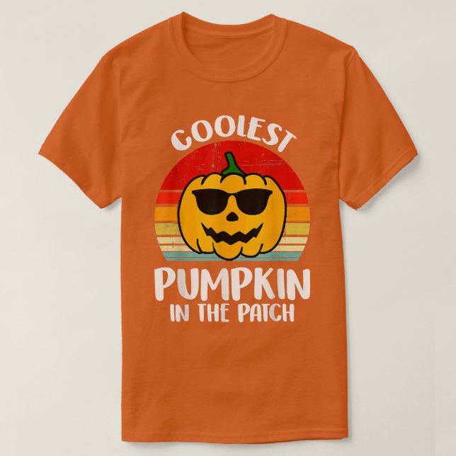 Camiseta Pumpkin Engraçado No Patch Halloween Costu (Frente do Design)