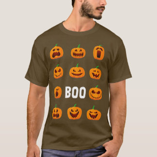 Camiseta Pumpkin Face Boo Preguiçoso Halloween Figurume Jac