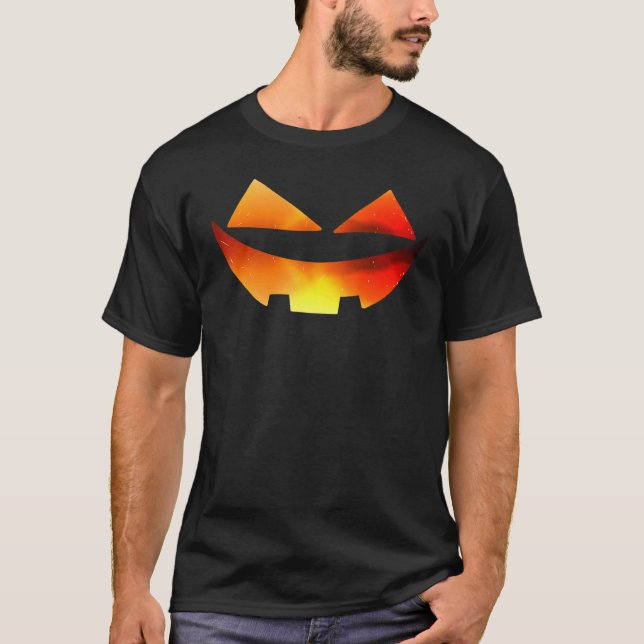 Camiseta Pumpkin Face Halloween Jack O Lantern Easy Costume (Frente)