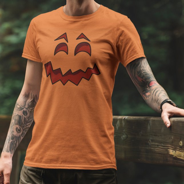 Camiseta Pumpkin Face Halloween Laranja (Criador carregado)