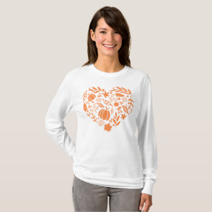 Camiseta Pumpkin Fall Deixa Coração Floral outono