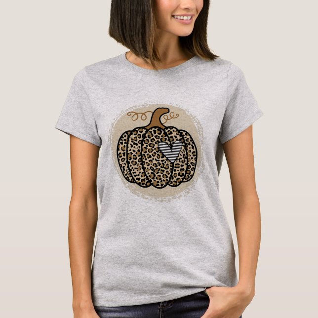 Camiseta Pumpkin Fall Pumpkin Leopard Print Funny (Frente)