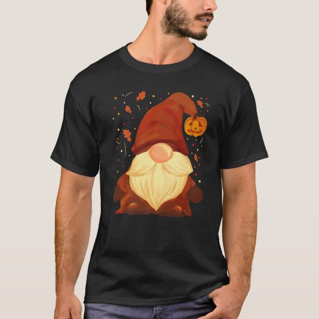 Camiseta Pumpkin Gnomo Fall Sai do Outono Hall de Ação de G (Frente)