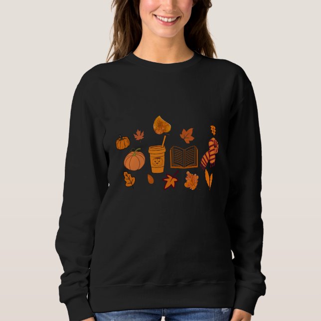 Camiseta Pumpkin Halloween Sweatshirt Fall Cozy Spooky Vibe (Frente)