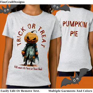 Camiseta Pumpkin Head Scarecrow Spooky Halloween Bu C6