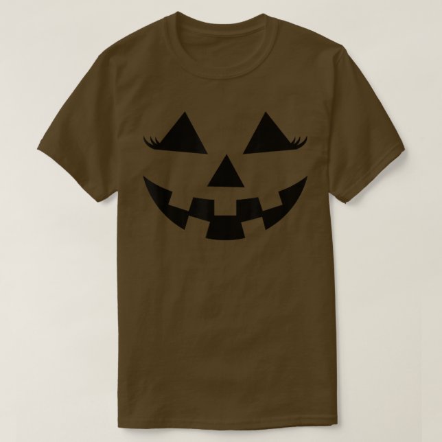 Camiseta Pumpkin Jack O Lanterna Face Com Rapariga Eyelashe (Frente do Design)