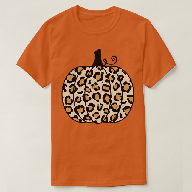 Camiseta Pumpkin Leopard Imprime Queda De Ação De Graças Pa (Frente do Design)