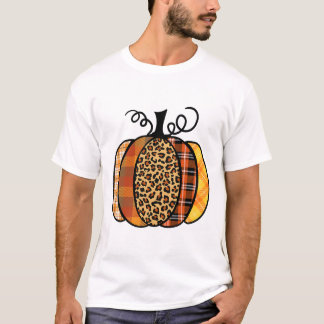 Camiseta Pumpkin Leopard Imprime Queda De Ação De Graças Pa