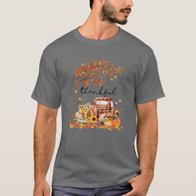 Camiseta Pumpkin Leopard Thankful Grate Blessed Fall Thanks (Frente)