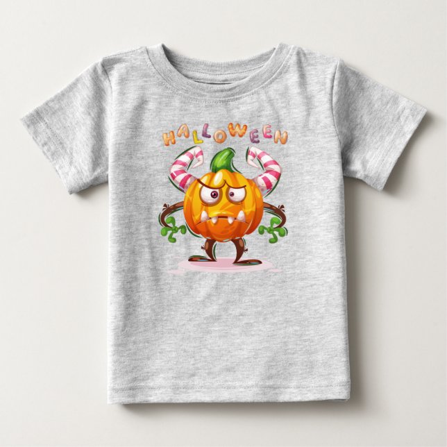 Camiseta Pumpkin Louco de Halloween Infantil de Horror (Frente)