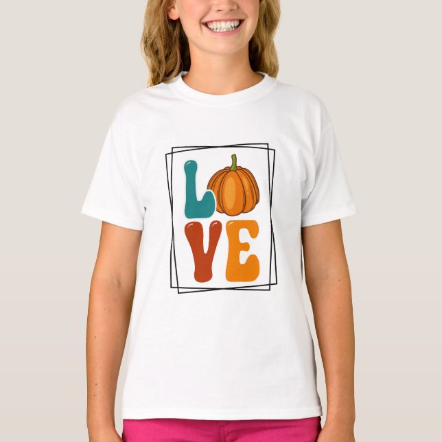 Camiseta Pumpkin LOVE Fall Autumn Girls (Frente)