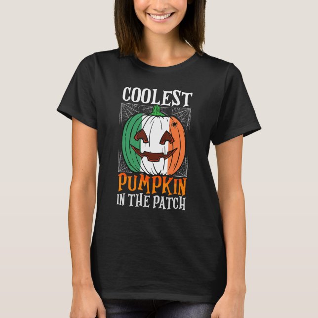 Camiseta Pumpkin Mais Fresco No Patch Ireland Flag Jack Ou2 (Frente)