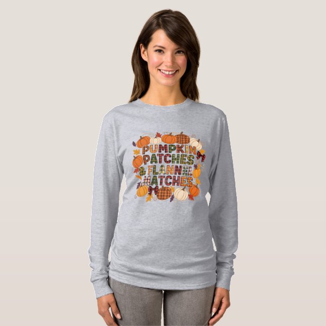 Camiseta Pumpkin Patches & Flannel Matches - outono T- (Frente Completa)