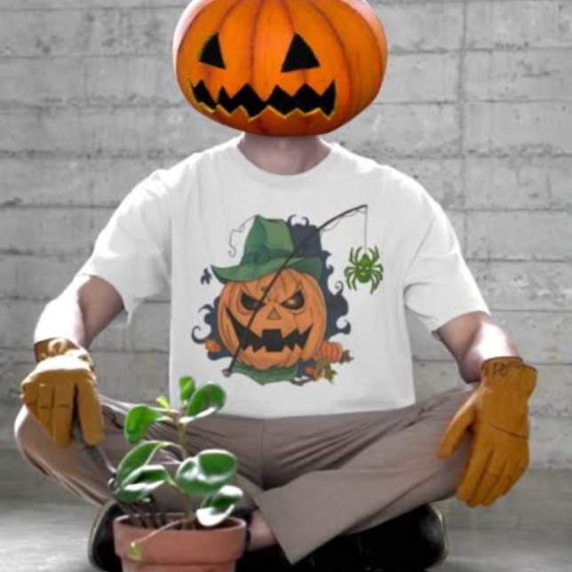 Camiseta Pumpkin pega aranha para o Halloween (Criador carregado)