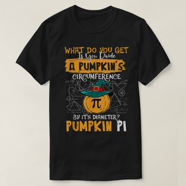 Camiseta Pumpkin Pi Professor de Matemática Halloween Ação  (Frente do Design)