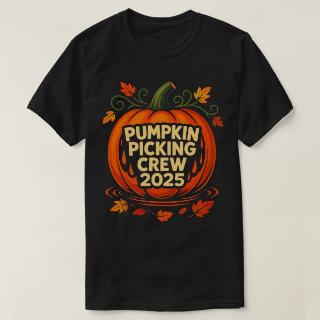 Camiseta Pumpkin Picking Crew 2025 Halloween (Frente do Design)