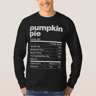 Camiseta Pumpkin Pie Nutrition Facts Graças Matching