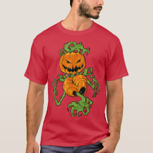 Camiseta Pumpkin Preguiçoso Figurino de Halloween Assustado