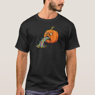 Camiseta Pumpkin Puking Candy Corn Rainbow Spooky Apparel H