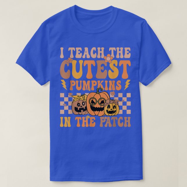 Camiseta Pumpkin Retro Groovy Coolest No Hallowee Do Patch (Frente do Design)