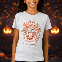 Camiseta Pumpkin Rosa Halloween Retro Hippie Name Girls'