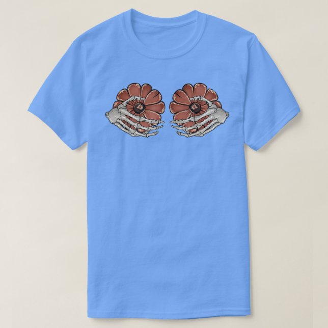 Camiseta Pumpkin Skeleton Mãos Engraçado Skeleton Halloween (Frente do Design)
