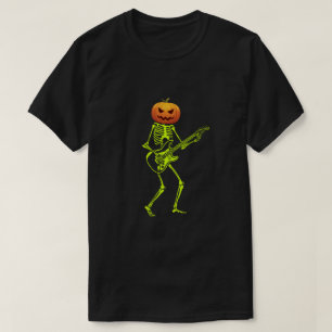 Camiseta Pumpkin Skeleton Play Guitar Figurume Hall